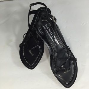 Donald J Pliner Chava Black Leather Sandals 6 1/2